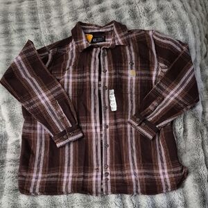 Carhartt 🖤 Brown and Pink Casual Button Down Shirt (201)
